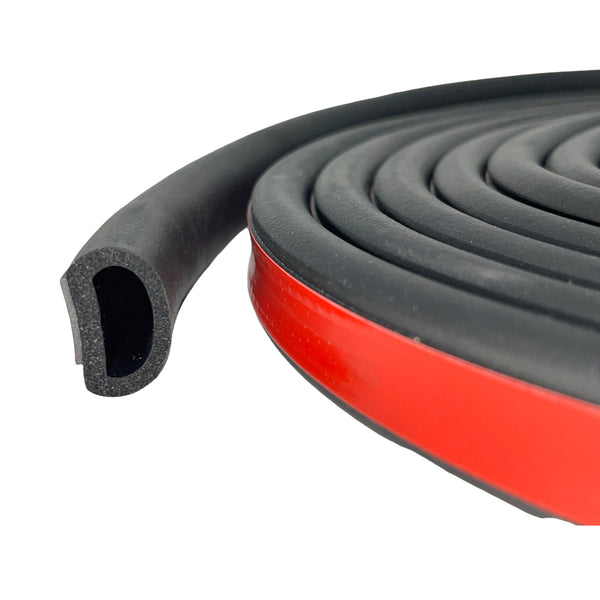 D Shaped EPDM Foam Rubber Multi-Use Seal (.687 inch Height; .875 inch Width; 25FT Length) with 3M ST1200, Weather Stripping for Doors, Windows, Cars, Trucks, RVs, Boats