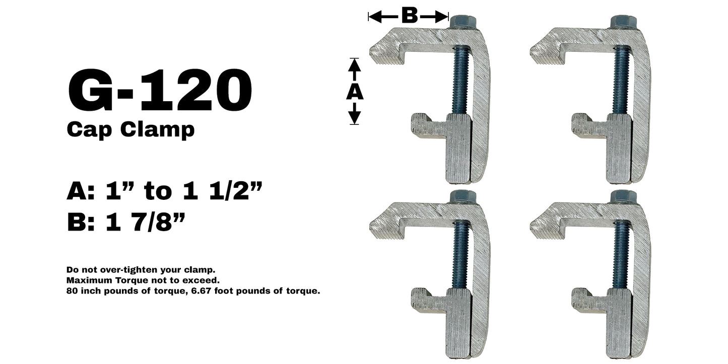 GCi G-120 Utility Rail System Mounting Clamps for Caps and Camper Shells (1 7/8 inch, 6 pack)