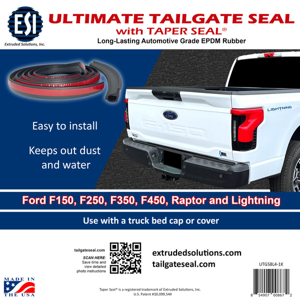 ESI Ultimate Tailgate Seal with Taper Seal Compatible with All Ford Model Years F150, F250, F350, F450, Ford Raptor and Ford Lightning