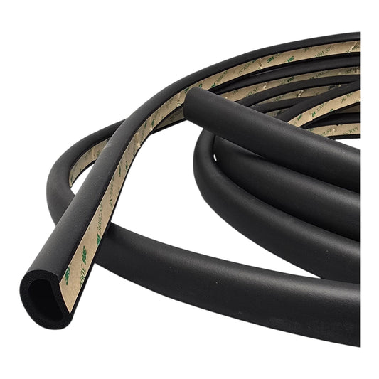 ESI D Shaped EPDM Foam Rubber Multi-Use Seal - Made in USA - (.687 Inch Height, .875 Inch Width, 25FT Length) Weather Stripping with Thin 93015 Acrylic Adhesive Tape