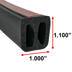 Front Rail Seal XL 5 1/2ft EPDM Rubber for Truck Cap, Camper Shell 1"W x 1.1"H