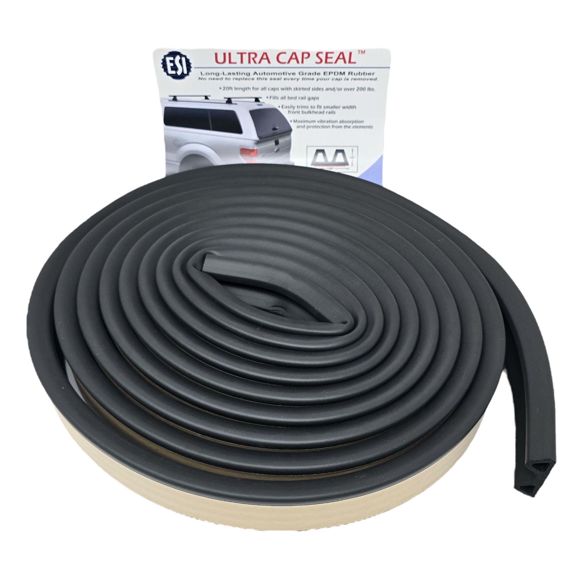 Ultra Cap Seal™ 20ft EPDM Rubber for Truck Cap, Camper Shell over 200 lbs.