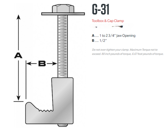 G-31 Mounting J Hook Clamp for Crossover Truck Toolbox, 4 pack, 6000 Series Structural Aluminum, MADE IN USA