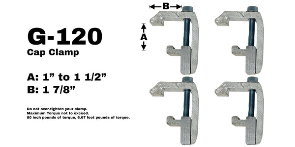 GCi G-120 Mounting Clamp for Toyota Tundra '07 and Newer w/Cargo Rail & Tacoma '05 and Newer w/Cargo Rail. Set of 4