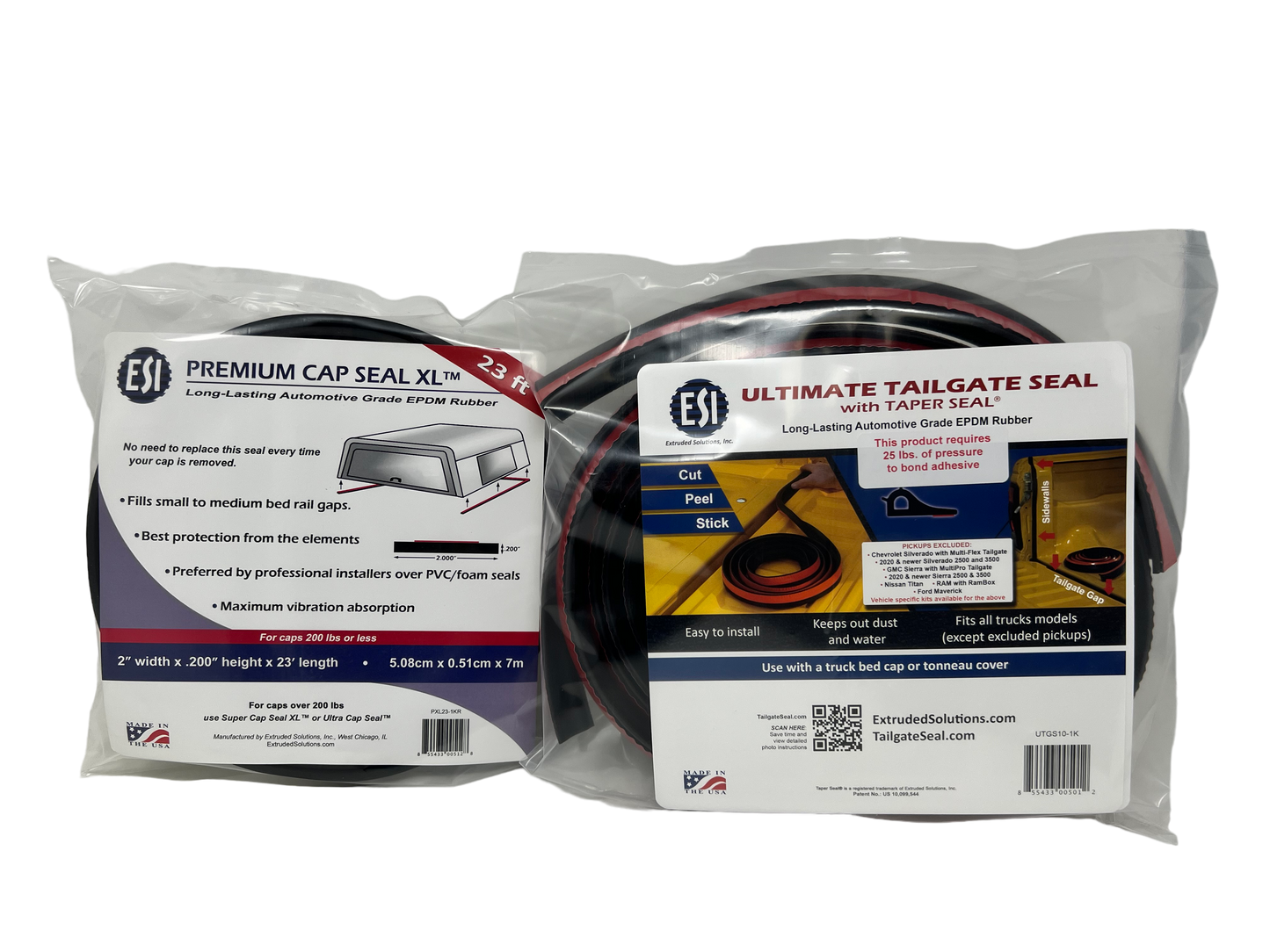 ESI Premium Cap Seal XL 23ft (2" W x .200" H) and Ultimate Tailgate Seal with Taper Seal Combo Pack