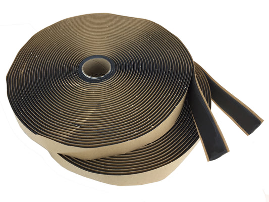 GSSI Putty Tape Butyl Tape 1/8" x 1" x 50' Black, 100ft Roll Sealant (2 rolls of 50ft)