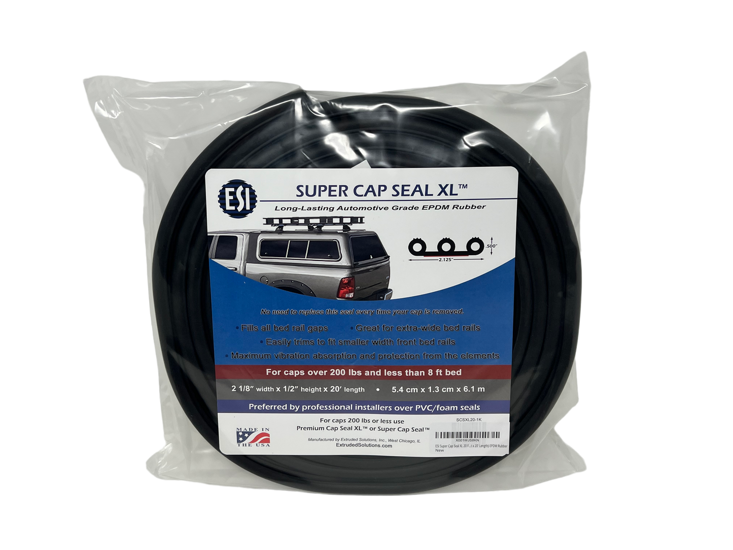 Super Cap Seal XL™ 20ft EPDM Rubber for Truck Cap, Camper Shell over 200 lbs.