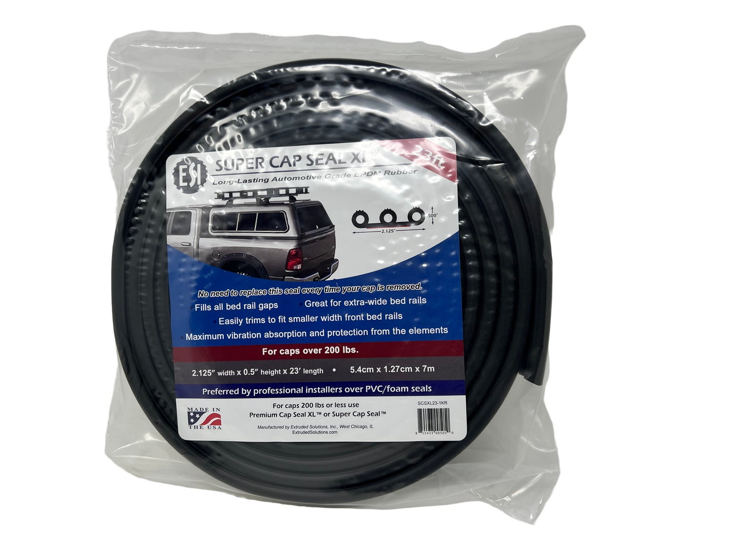 Super Cap Seal XL™ 23ft EPDM Rubber for Truck Cap, Camper Shell over 200 lbs.