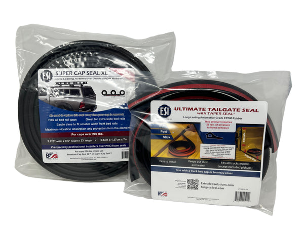 ESI Super Cap Seal XL 23ft (2 1/8" W x 1/2" H) and Ultimate Tailgate Seal Combo Pack