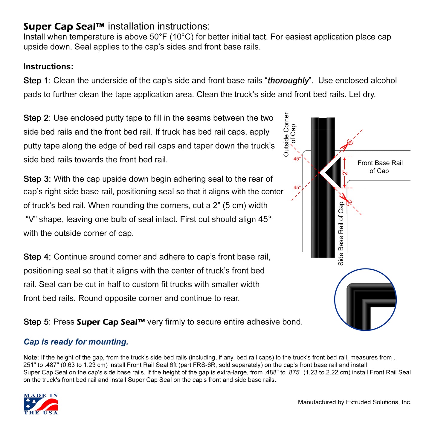 Super Cap Seal™ 20ft EPDM Rubber for Truck Cap, Camper Shell up to 200 lbs.