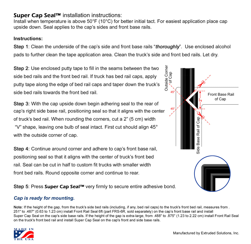 Cap Sealing Rear Super Cap Seal™ 23ft EPDM Rubber for Truck Cap, Camper Shell up to 200 ...