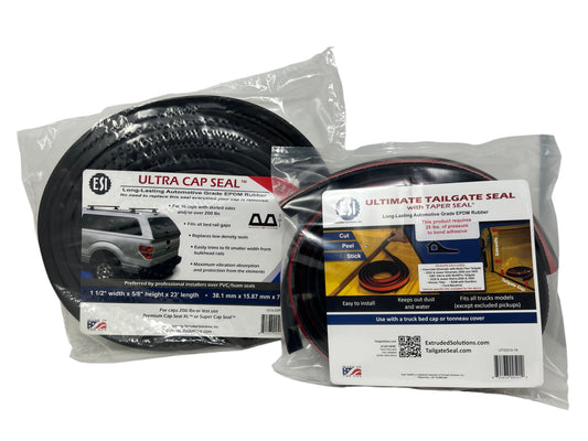 ESI Ultra Cap Seal 23ft (1 1/2" W x 5/8" H) and Ultimate Tailgate Seal with Taper Seal Combo Pack